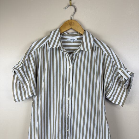 Madewell Women’s Size M Striped Mini Shirtdress Coastal Beach Summer Dress Shirt - Picture 5 of 15